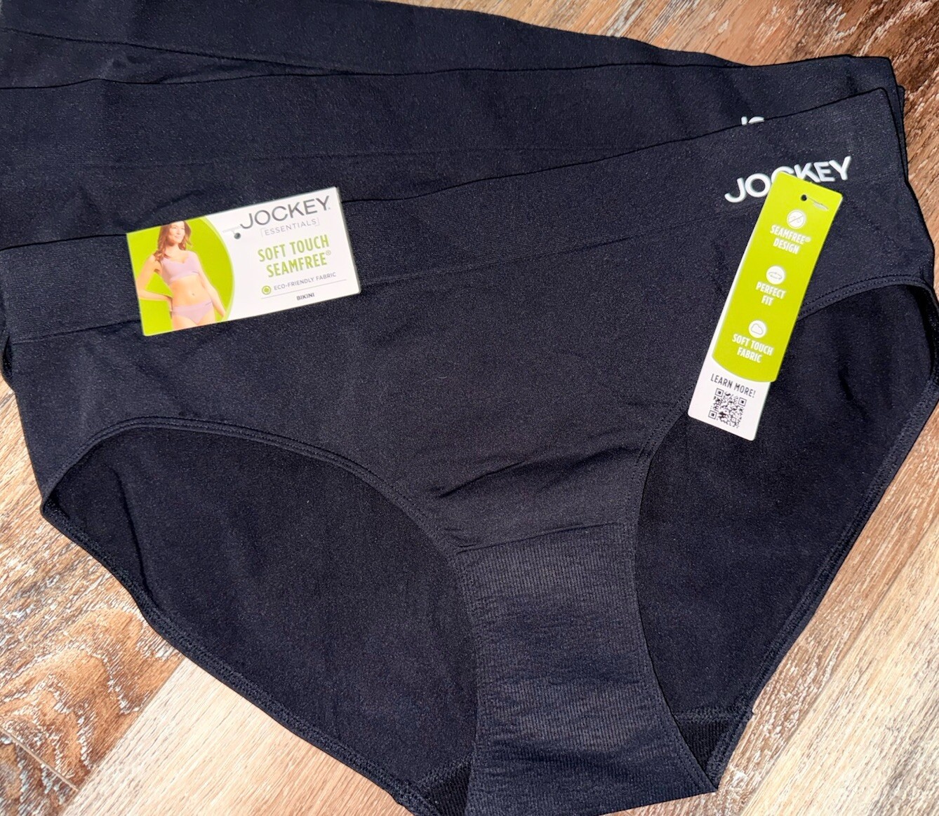 Jockey ~ 3-Pair Womens Bikini Underwear Panties Seamfree Nylon Blend Black ~ 3XL