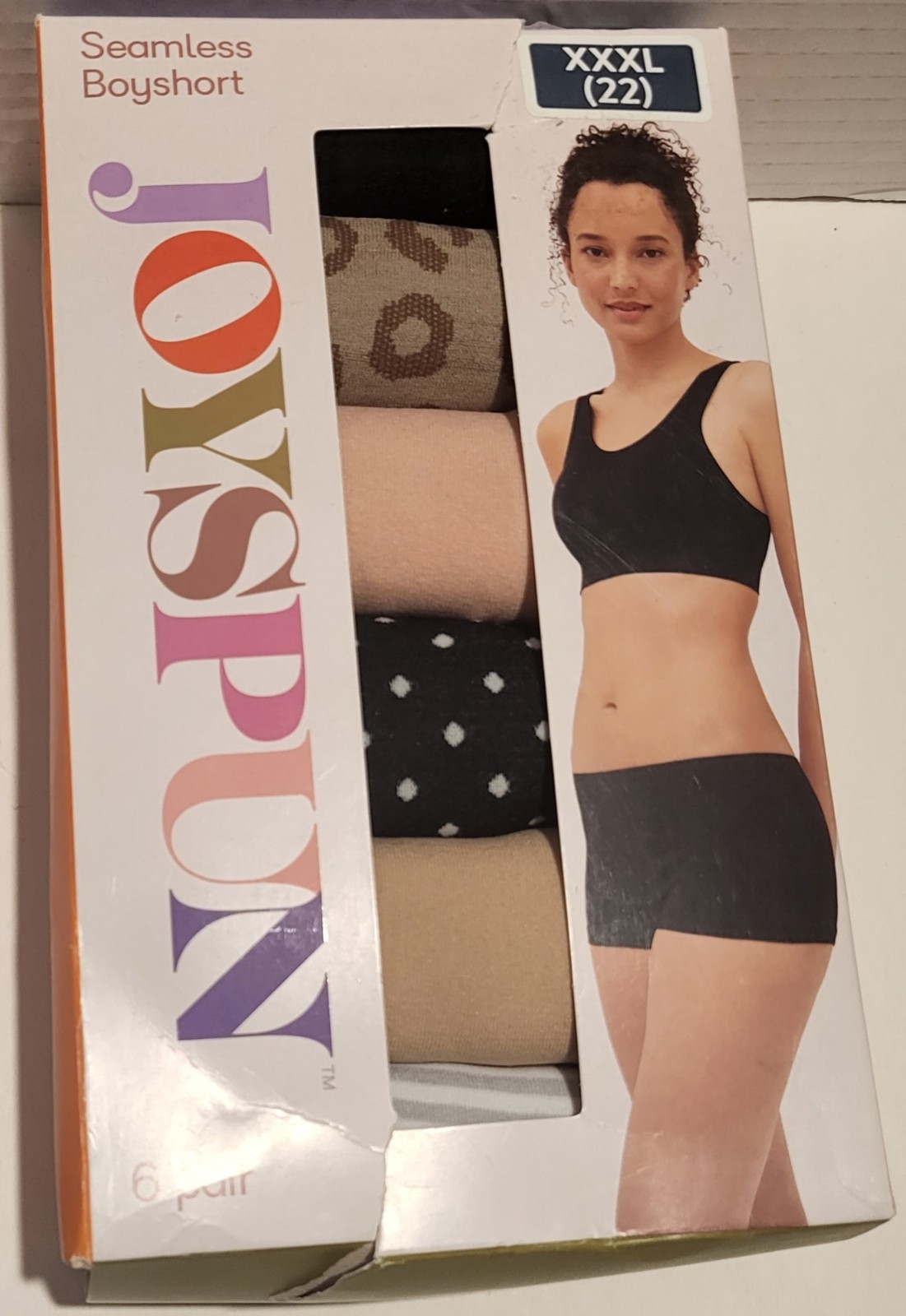 NWT Womens Joyspun Multicolor 6 Pack Box Seamless Boyshort Panties Size Xxxl 22