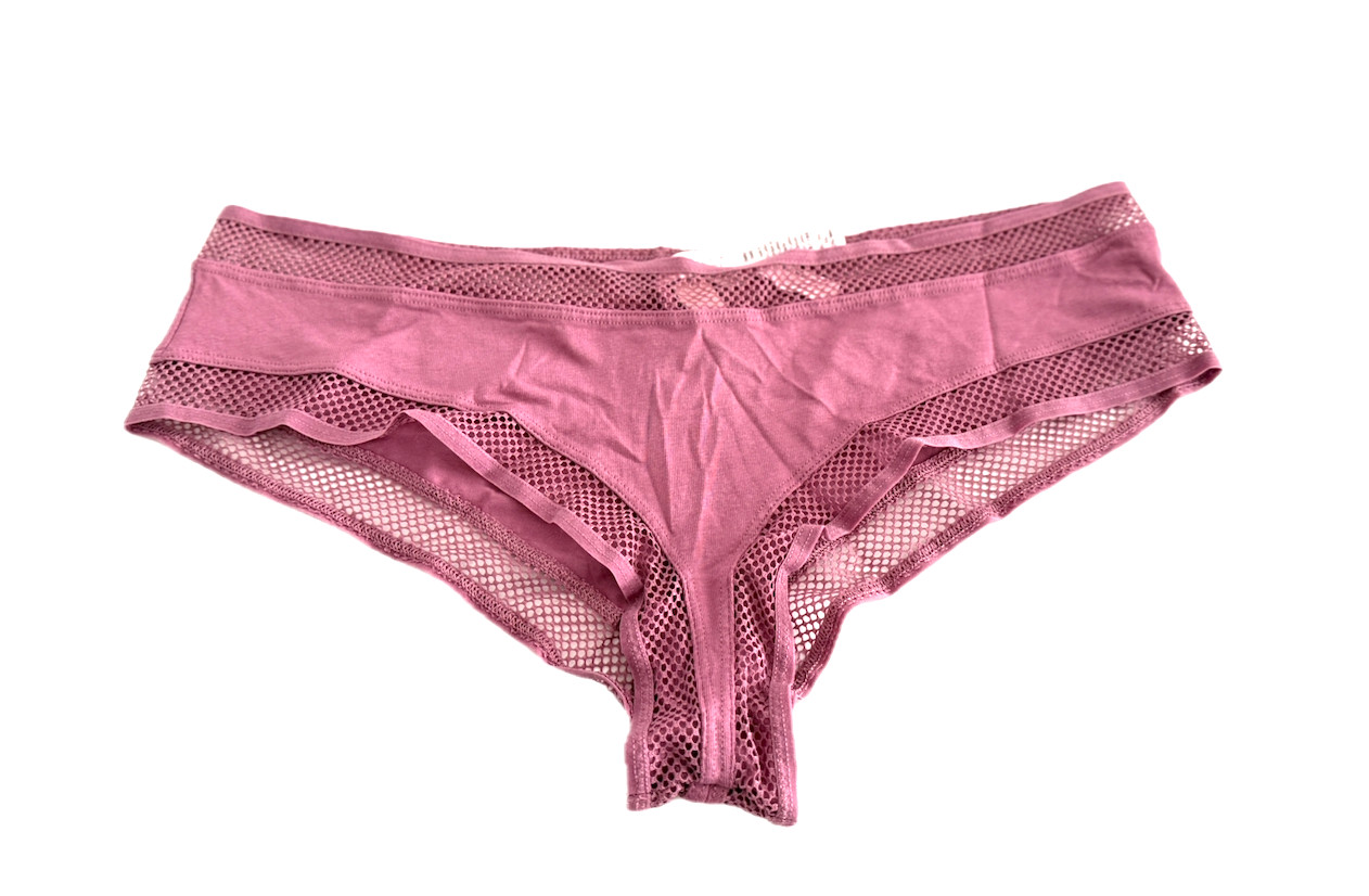 Victoria’s Secret Fishnet-Trim Cotton Cheeky Panty Dusty Rose