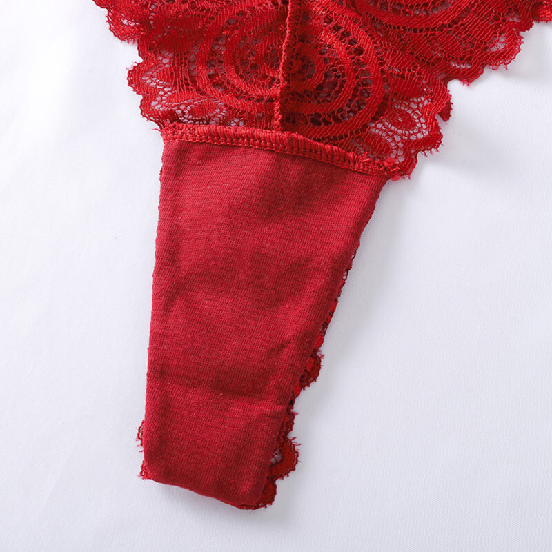 5PCS/LOT Sexy Womens Lace Thong Panties Brief Sheer High Cut Underwear Lingeries