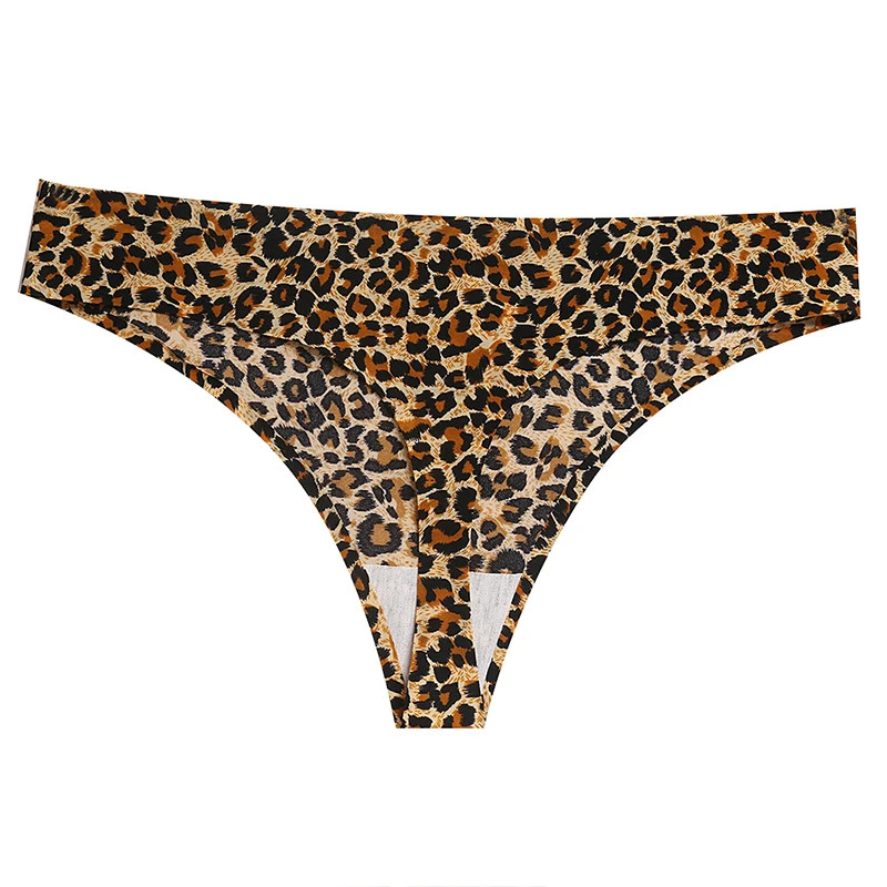 Leopard Print Thong Panties Underwear Seamless Low Rise Women’s Panty 6 Pcs