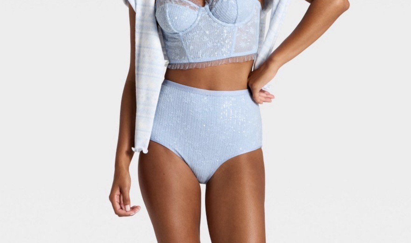 Wild Fable Women’s Sequin Lace Hot Pants Underwear Light Blue Size Small NWT