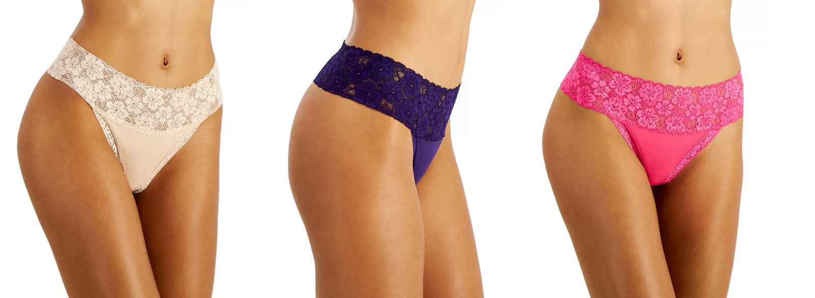 Jenni Intimates Women’s Lace-Trim Thong Panty Underwear, Assorted Colors