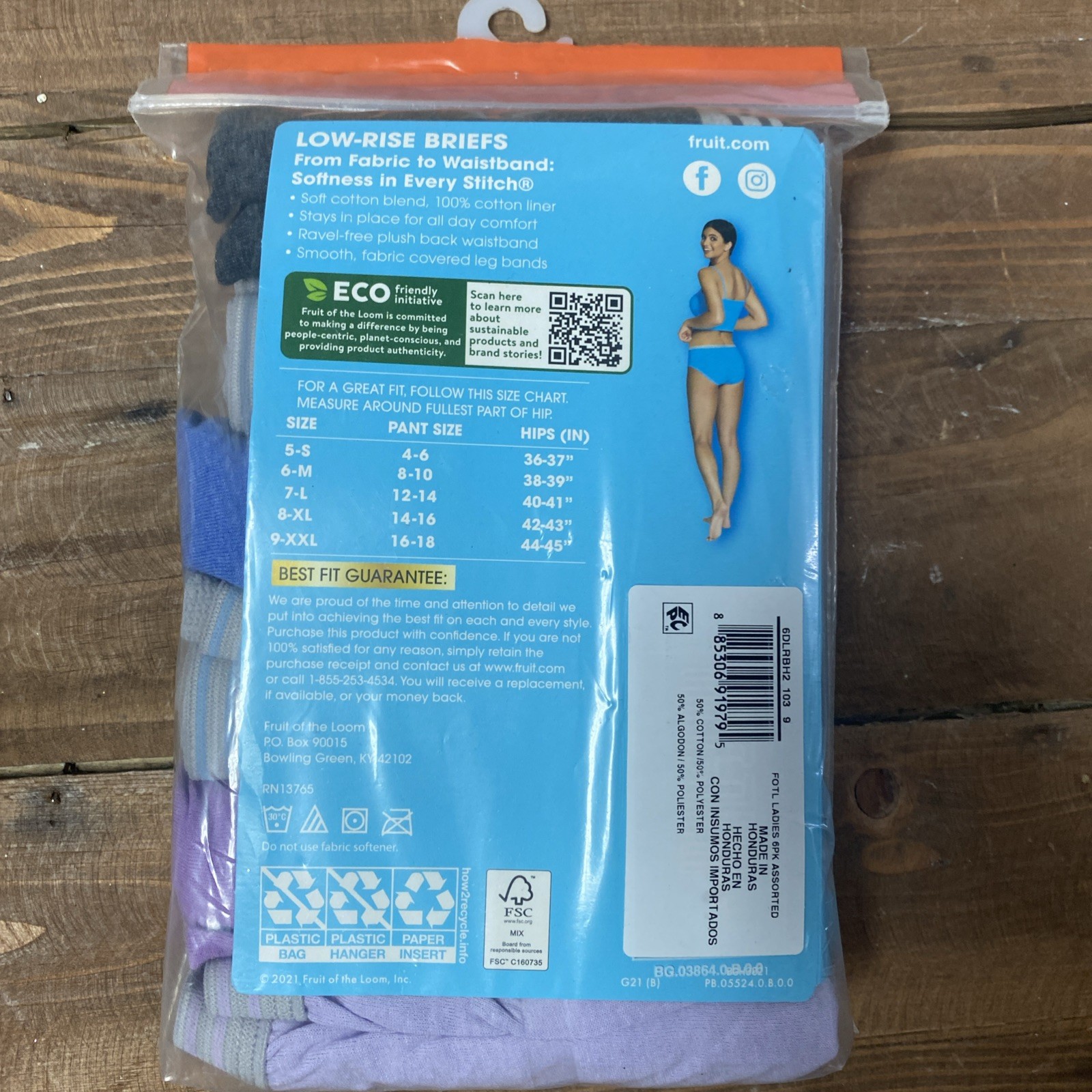 6-Pack FRUIT OF THE LOOM Women’s Size 9/2XL Low-Rise Briefs Underwear • Assorted