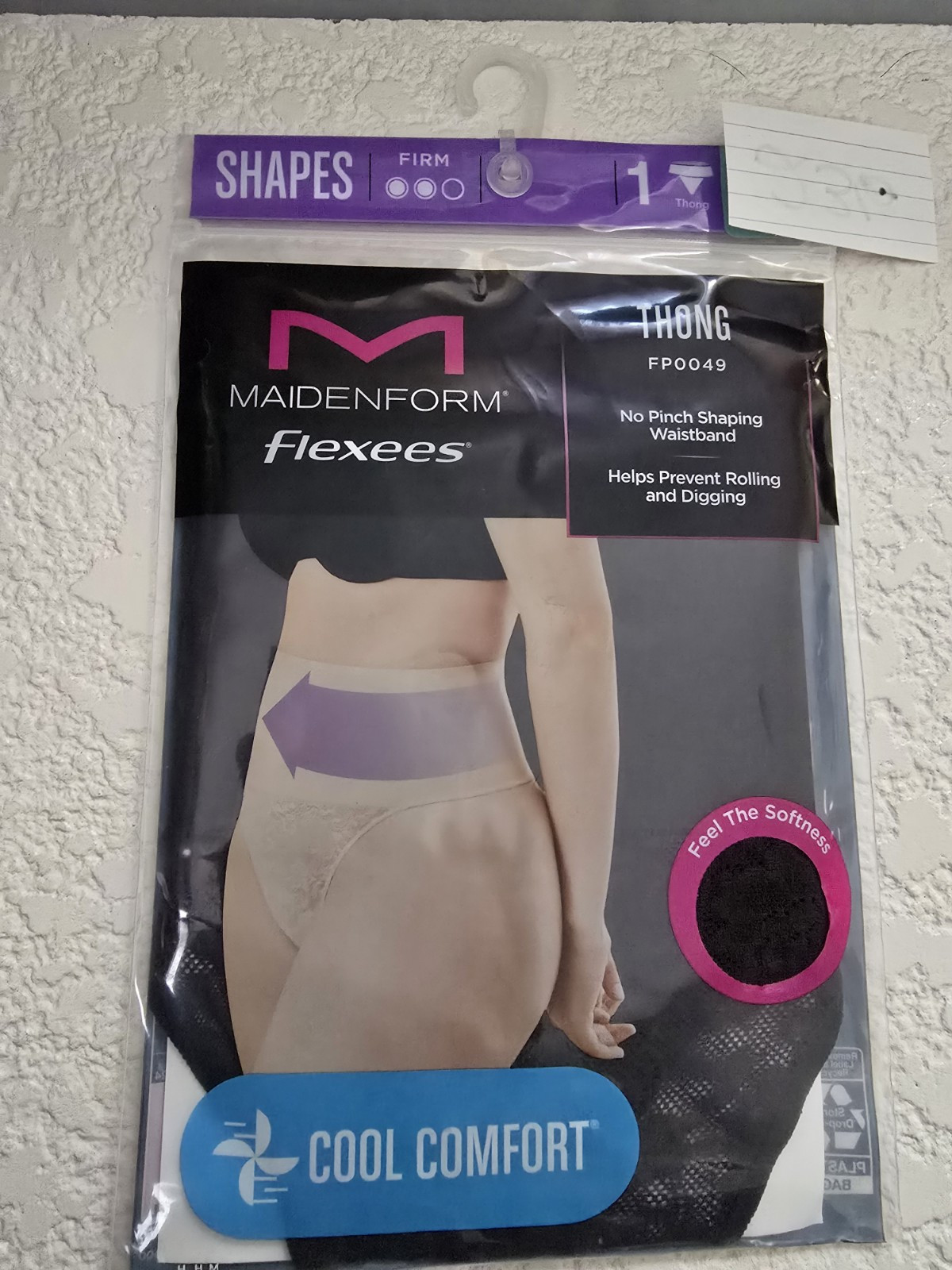 MAIDEN FORM FLEXEES SHAPING COOL COMFORT THONG SHAPERS SZ M BLACK