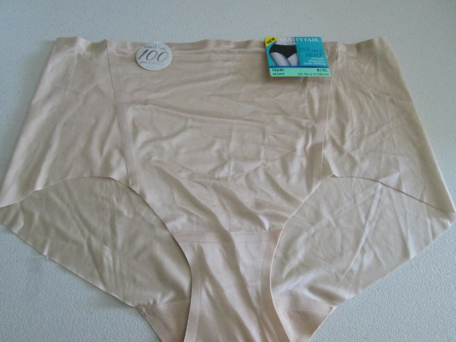 NWT Damask Neutral Size 2X/9 Vanity Fair Nearly Invisible Briefs Panties #13241