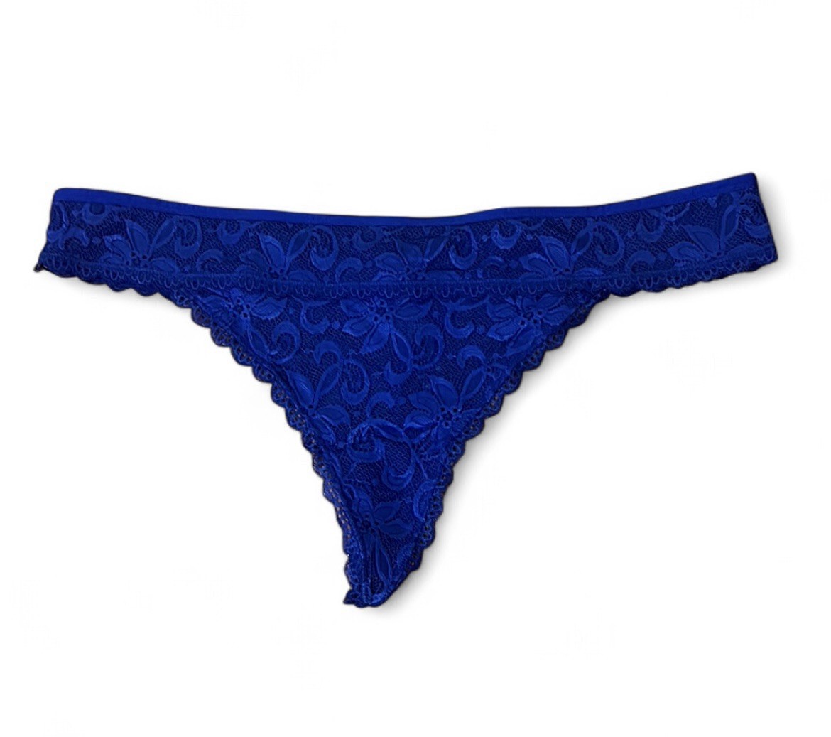 Adore Me Panty Sz 3XL Royal Blue Lace Thong Feminine Sexy
