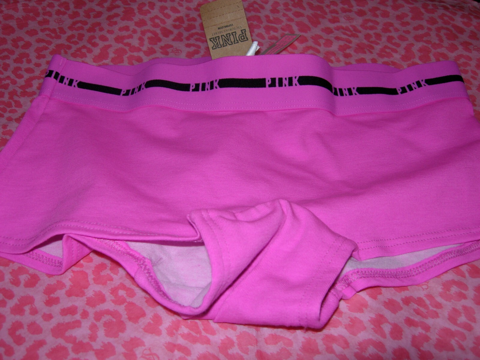 Victorias Secret PINK Intimates Shortie BoyShort Block Logo Retro Pink Berry NWT