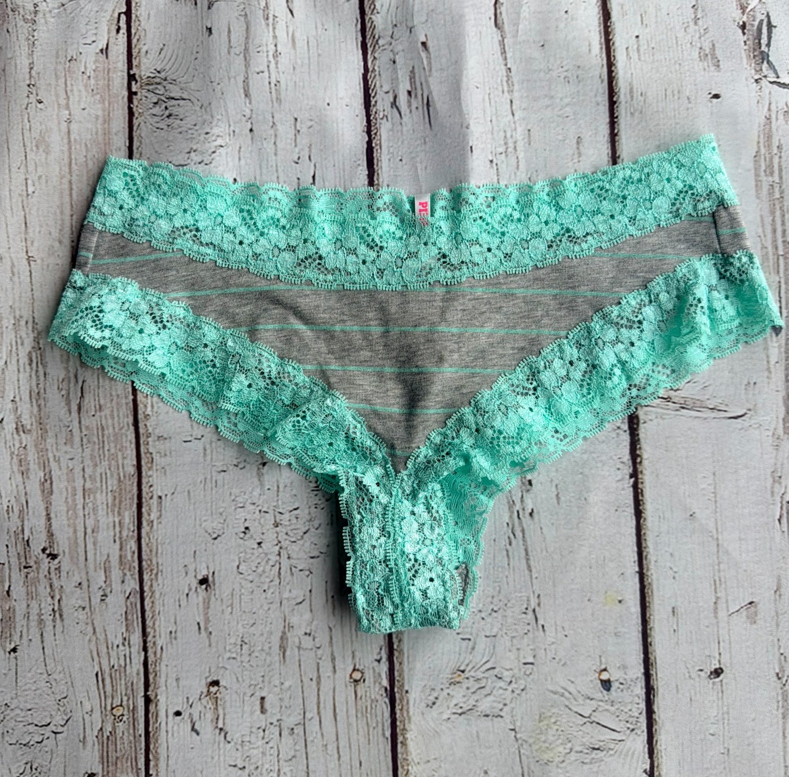 Vintage Y2K Victoria’s Secret PINK Grey/Mint Xtra Low Rise Cheeky 03.13 NWT VHTF