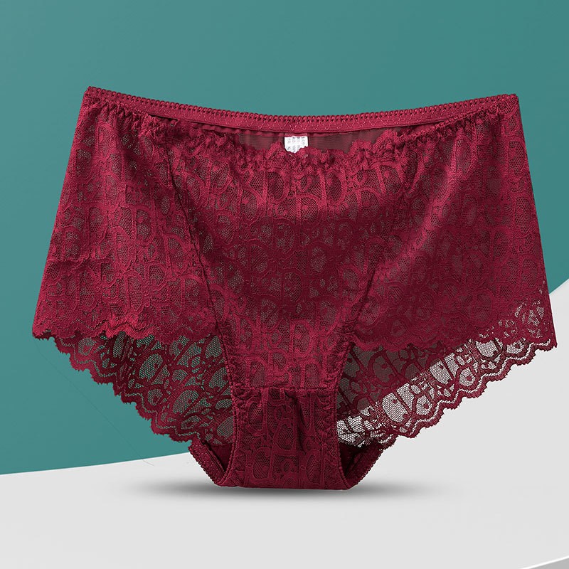 4Pcs Women High Waist Knickers Briefs Lace Sexy Seamless Underwear Panties Large