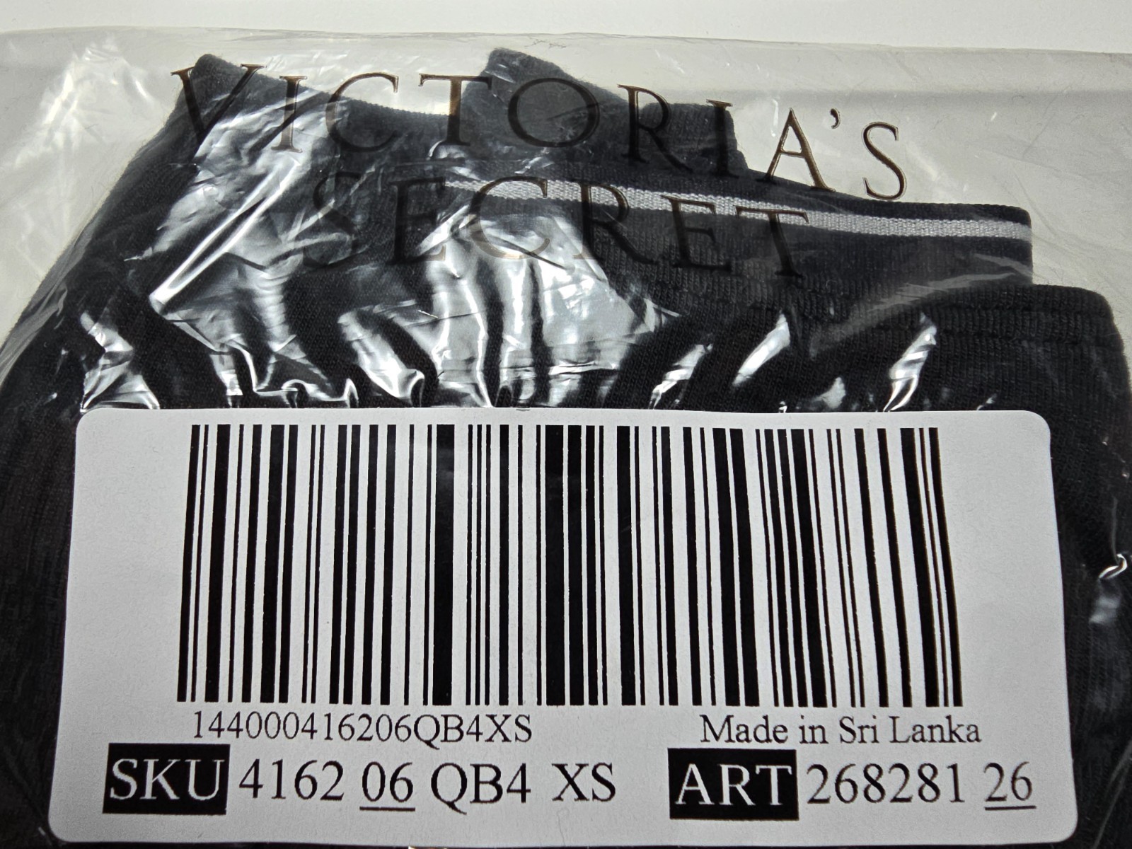 XS Victoria’s Secret PINK Logo Cotton High Leg Thong Panties Pure Black