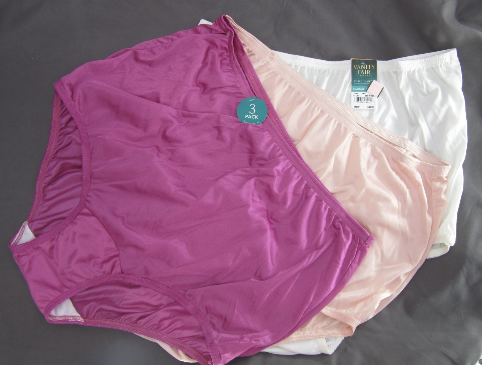 New set of 3 VANITY FAIR perfectly yours 15711 RAVISSANT briefs PINK ROSE WHITE