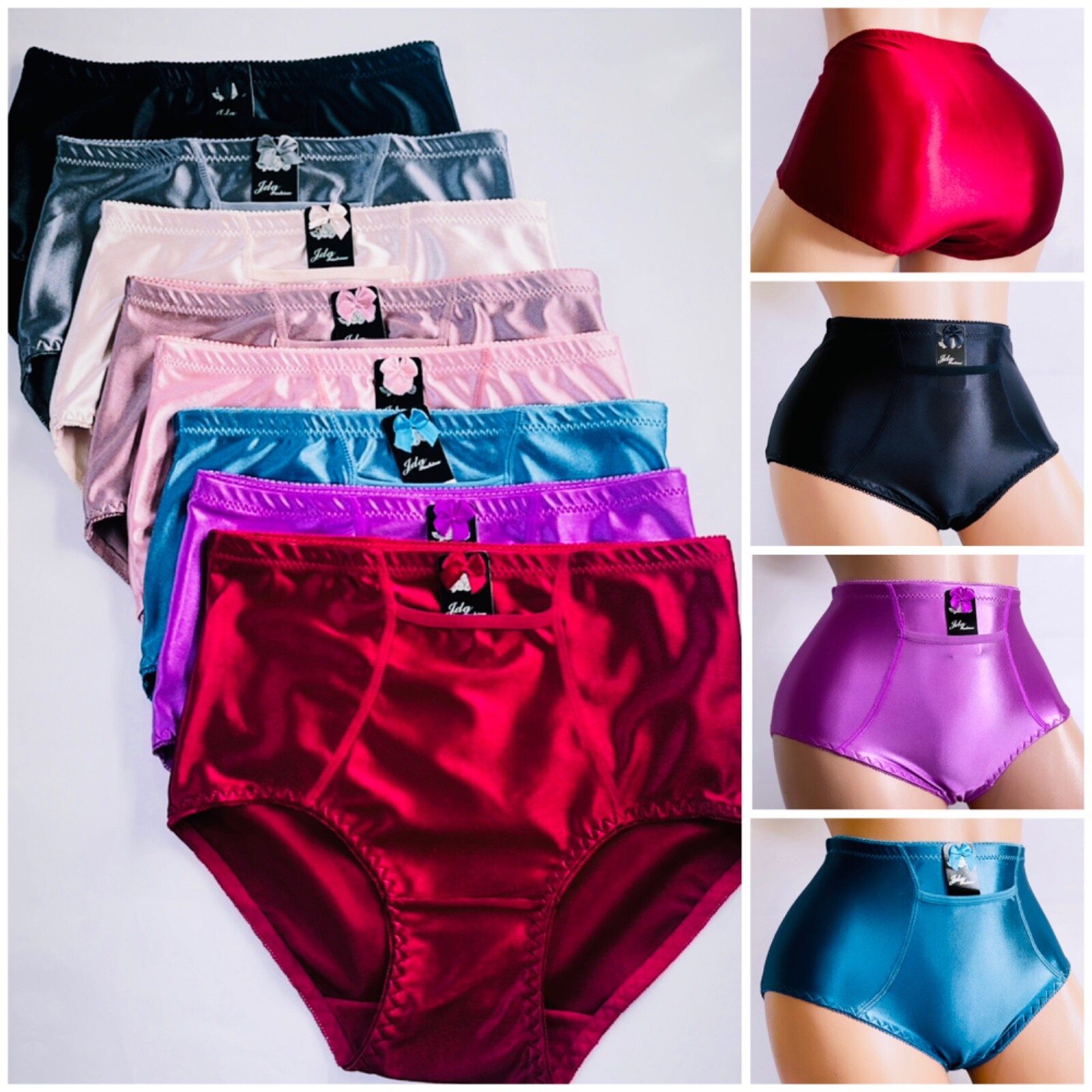 3-6 Lingerie Satin Panties Womens Underwear Full Coverage Briefs Travel Pocket