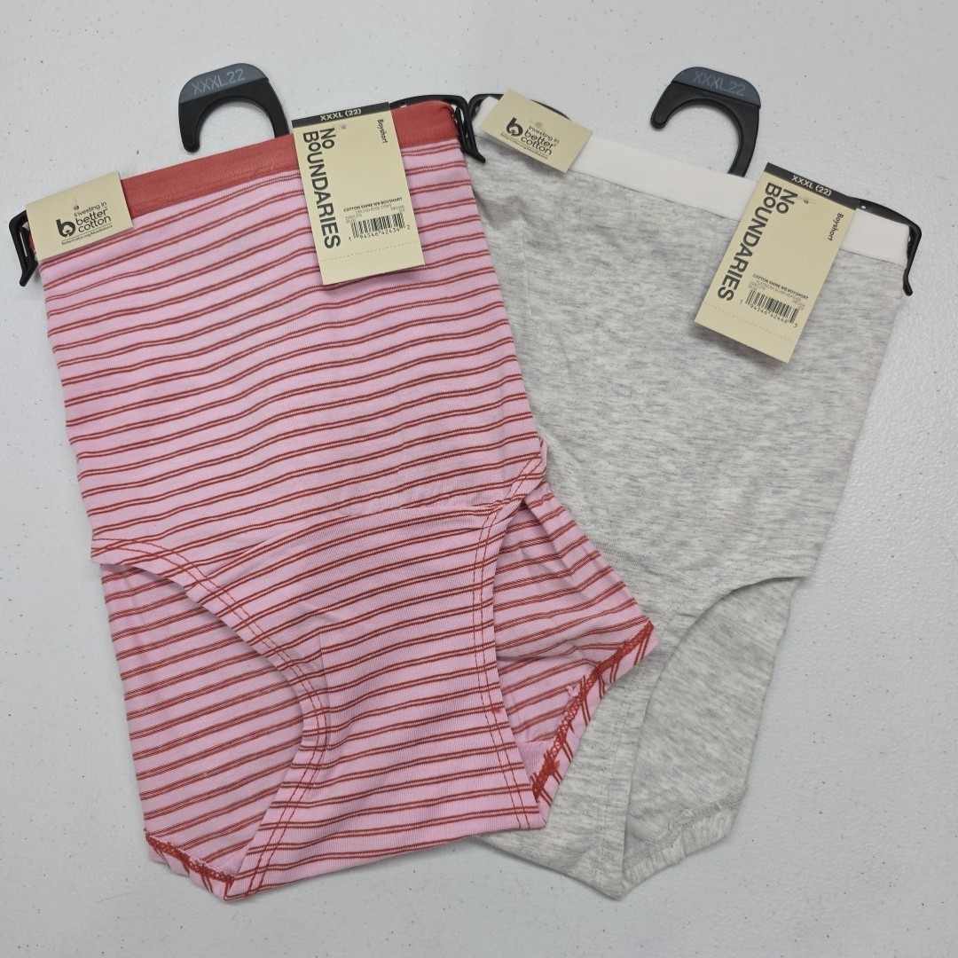 No Boundaries Women’s Boyshort Cotton Panties 2 Pack Size XXXL (22W) New Undies