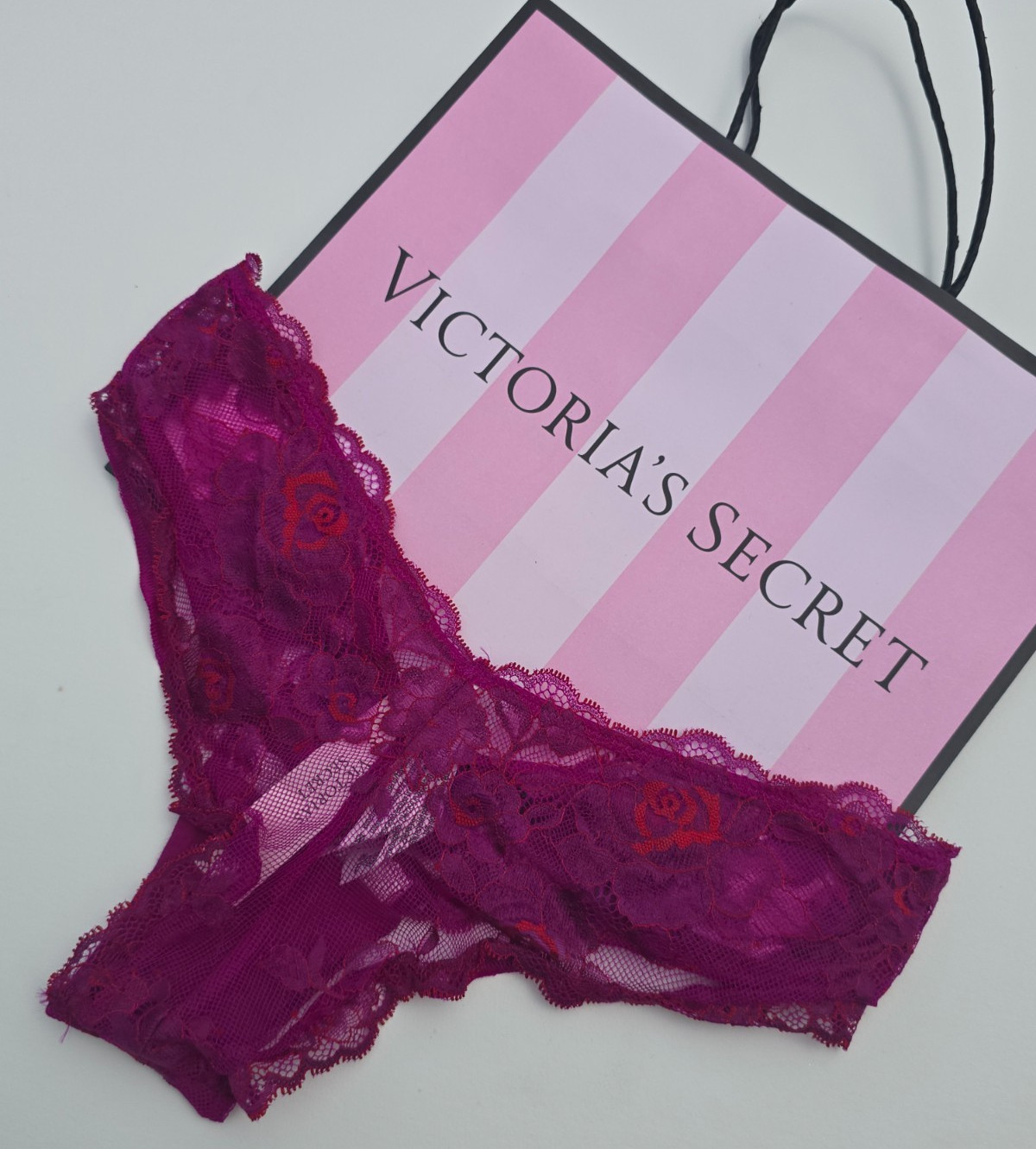 Victoria’s Secret Very Sexy NWT XSmall XS Berrylicious Lace Cheeky Panty Sheer