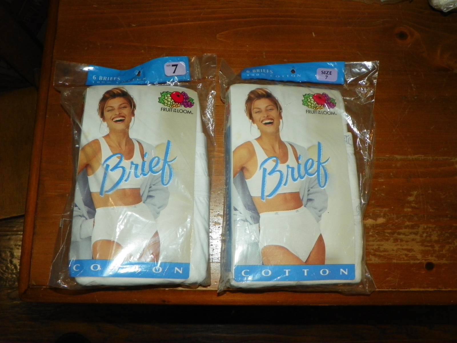 Lot 2 pkg NOS 1999 Fruit Of The Loom 6 Pack Cotton Brief Panties Women’s Size 7