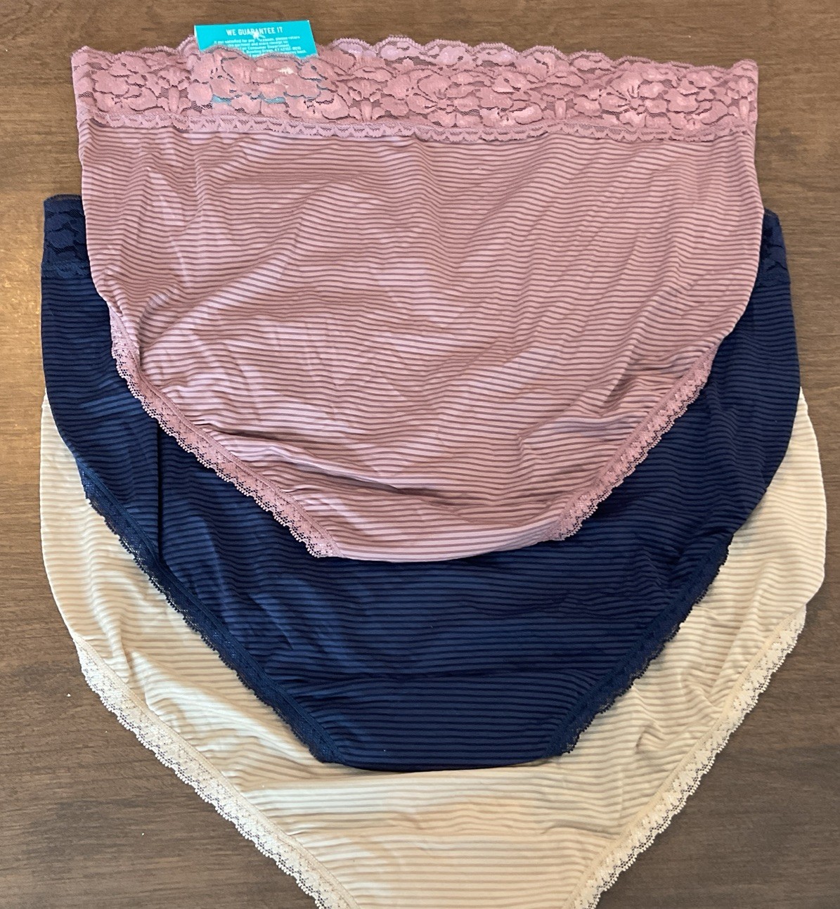 3 Pack Vanity Fair Flattering Lace Hi-Cut Nylon Brief Panties 13280 Sz 9 / 2XL