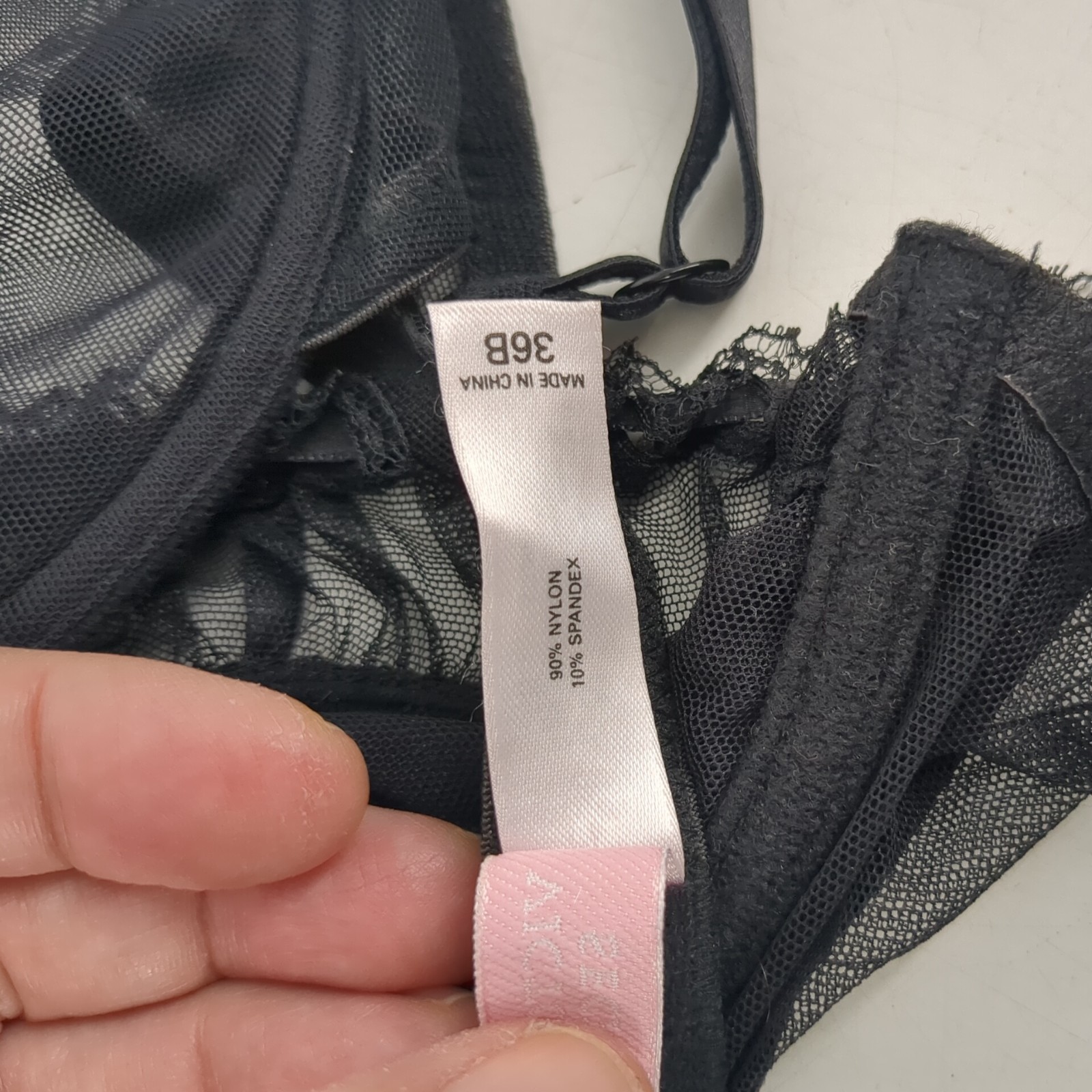 Vintage 02 Y2K Victoria’s Secret Black Sheer Panties Medium Bra 36B Set NWOT