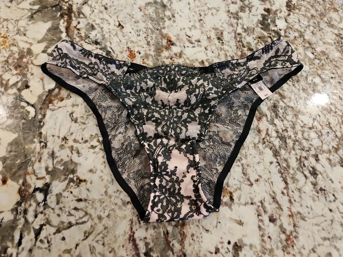 True Vintage Victoria’s Secret Sexy Rhinestone Lace Cheekini Bikini Panty