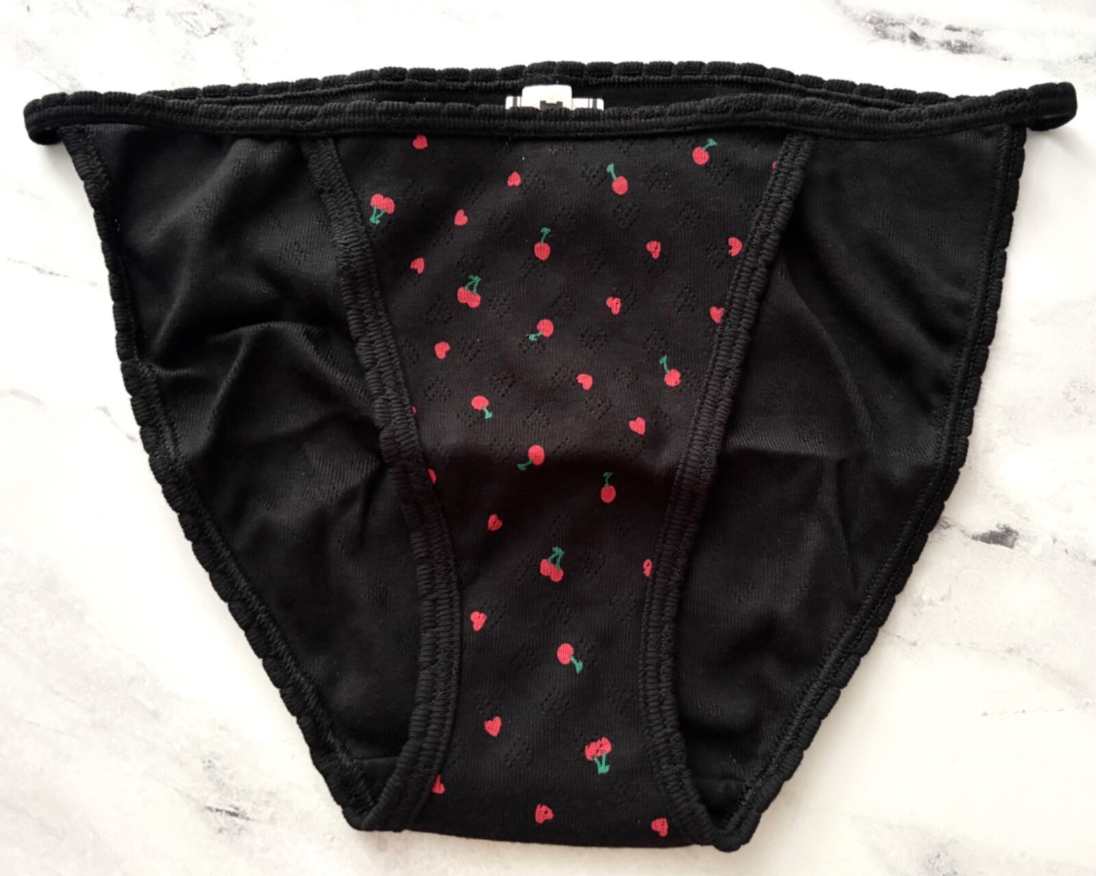 PINK Victoria’s Secret String Bikini Panty Black Cherry Heart S M L XL 2XL
