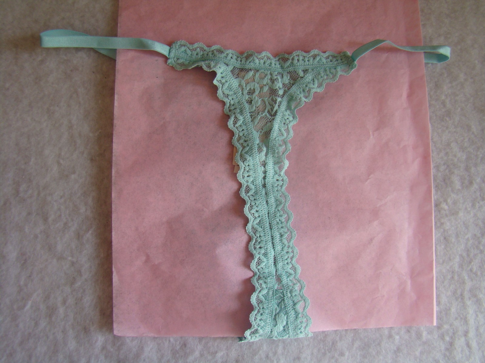 New Victoria’s Secret Mint Green Floral Lace Strappy Sides Thong String Panty