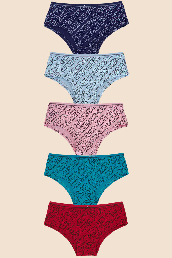 ScarvesMe 5 pack Women’s Assorted Color Sexy Print Cotton Sexy Hipster Panties