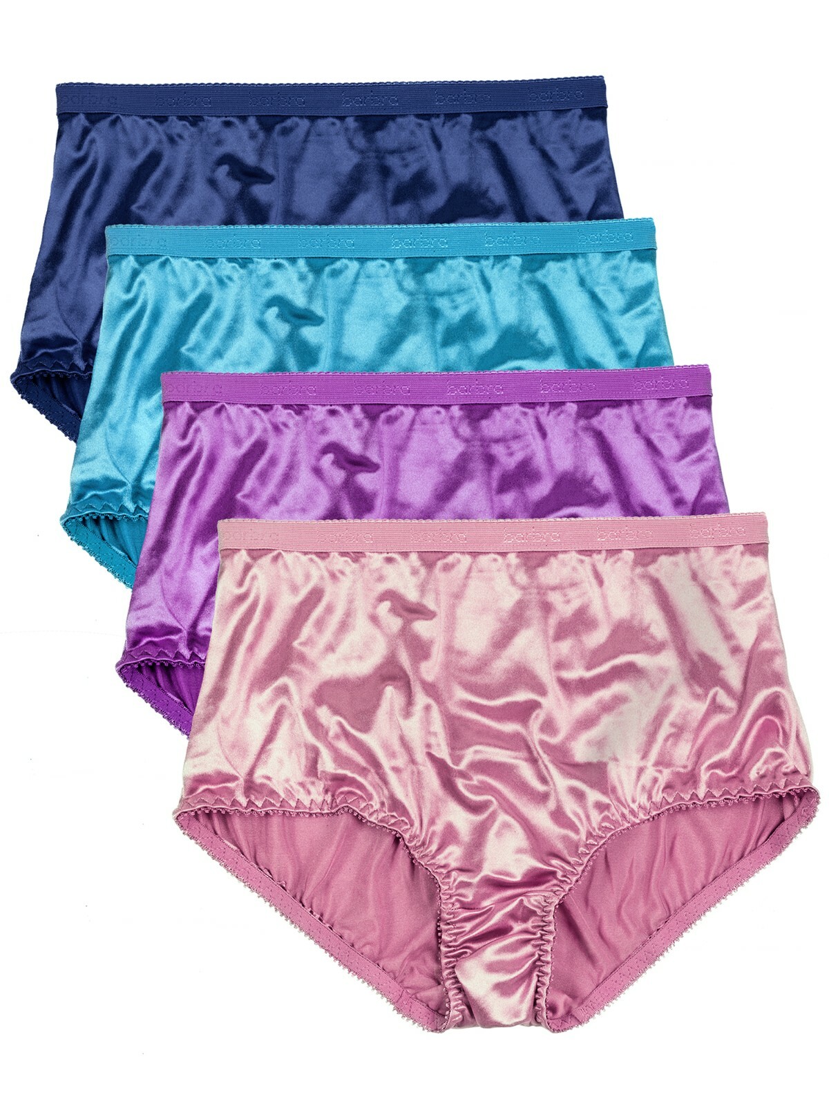 Satin Panties S to Plus Size Womens Underwear Full Coverage Brief Multi-Pack