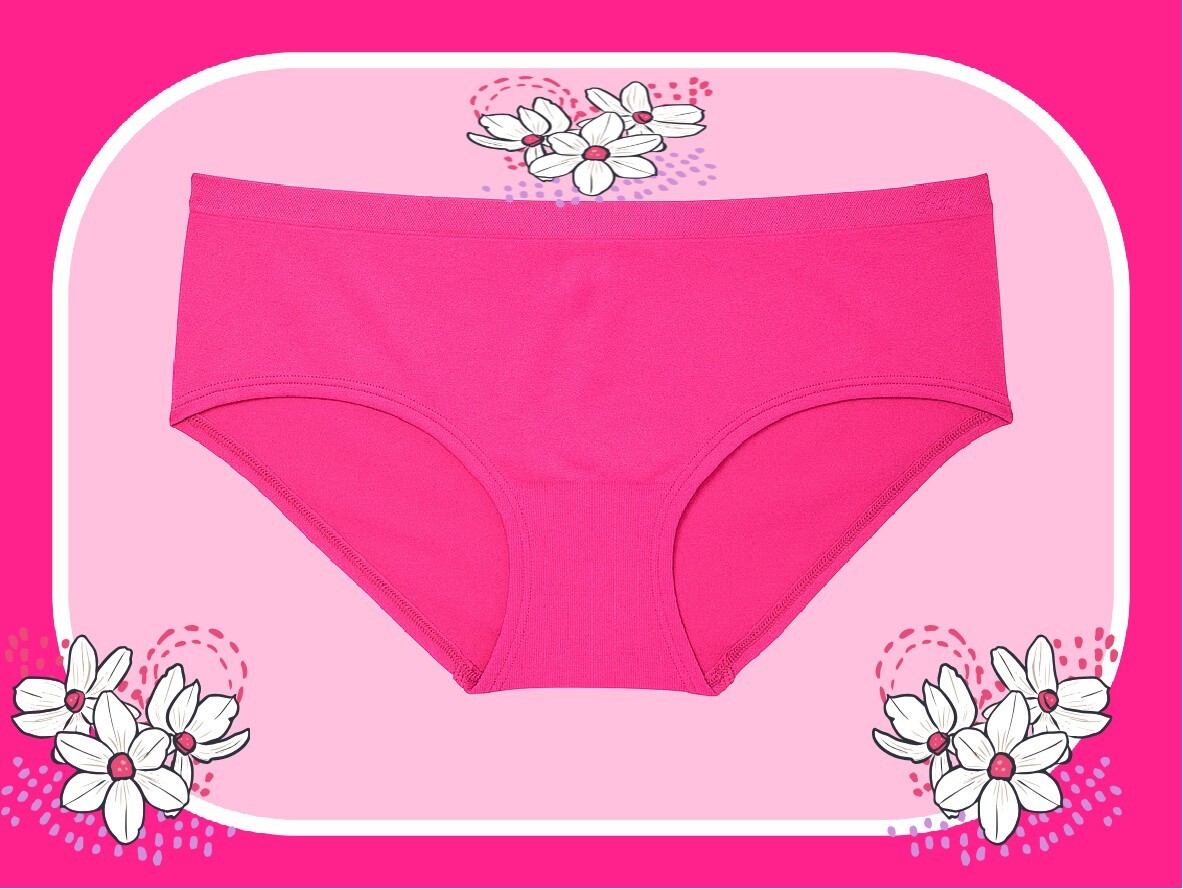 L Hot Bold Bright Pink Seamless Victorias Secret PINK Hipster Hiphugger Pantie
