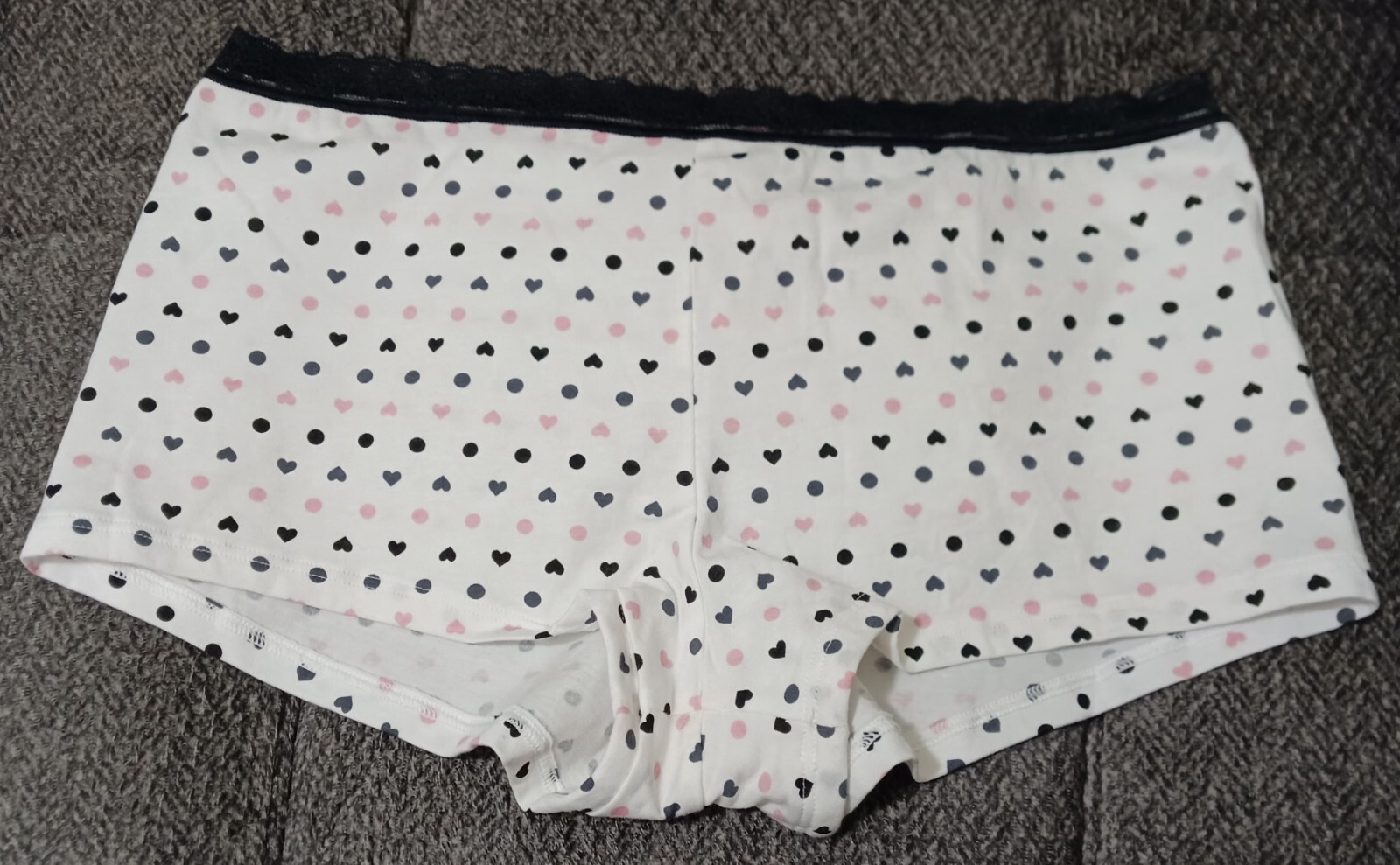 Size XL Shortie Panties Victoria’s Secret Polka Dot Heart White Black Pink New