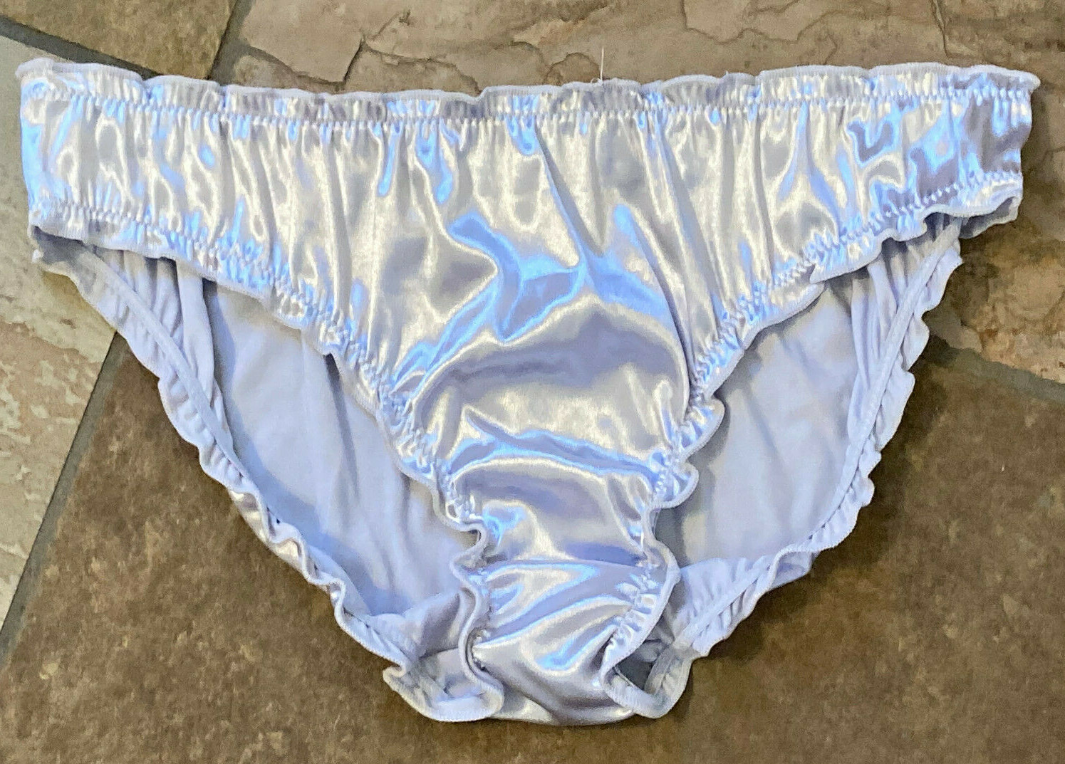 Silver Pewter 8/XL Buttery Ultra Soft Second Skin SATIN Ruffle Bikini Panty