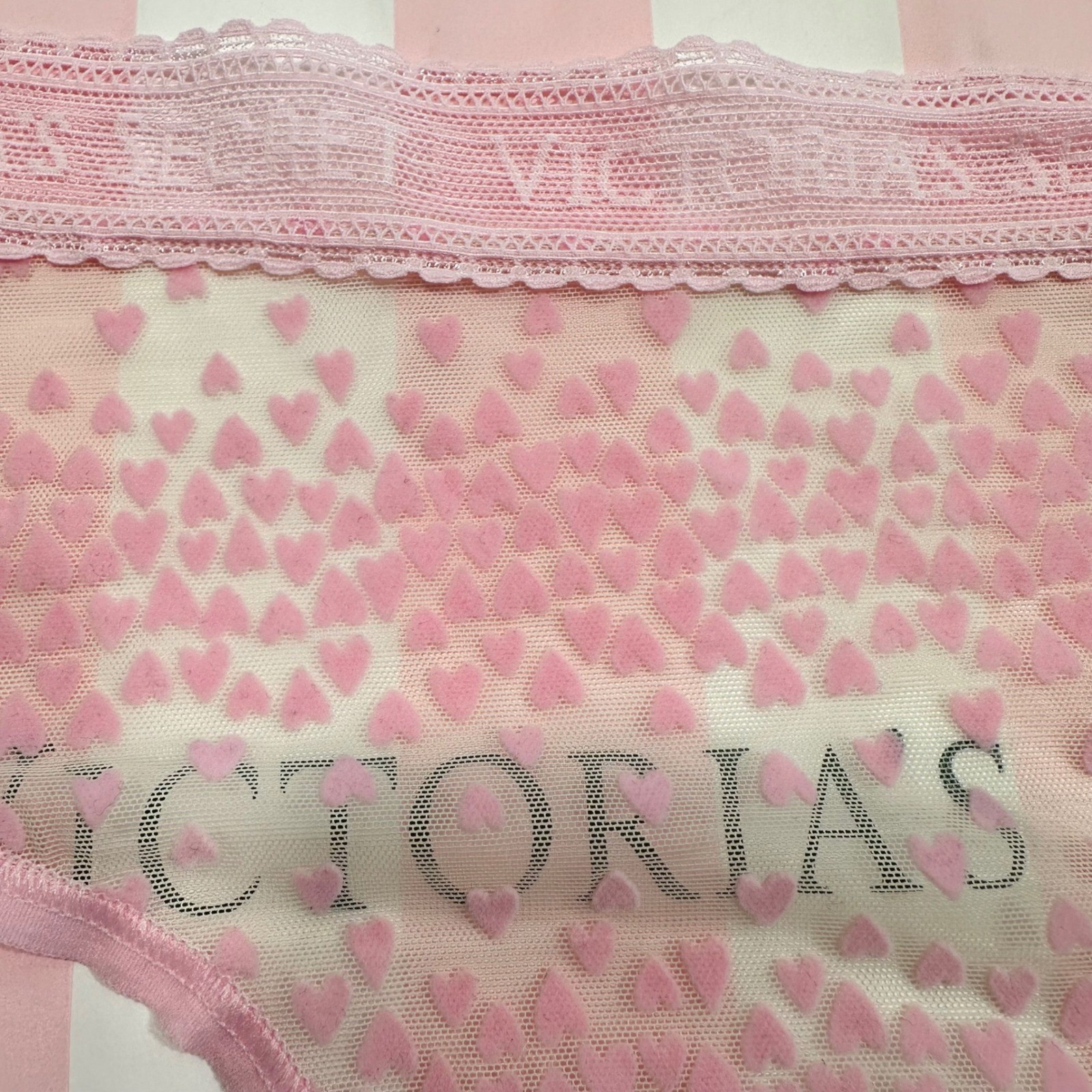 NEW Victoria’s Secret Pink Heart Lace Hiphugger Hipster Panty Large