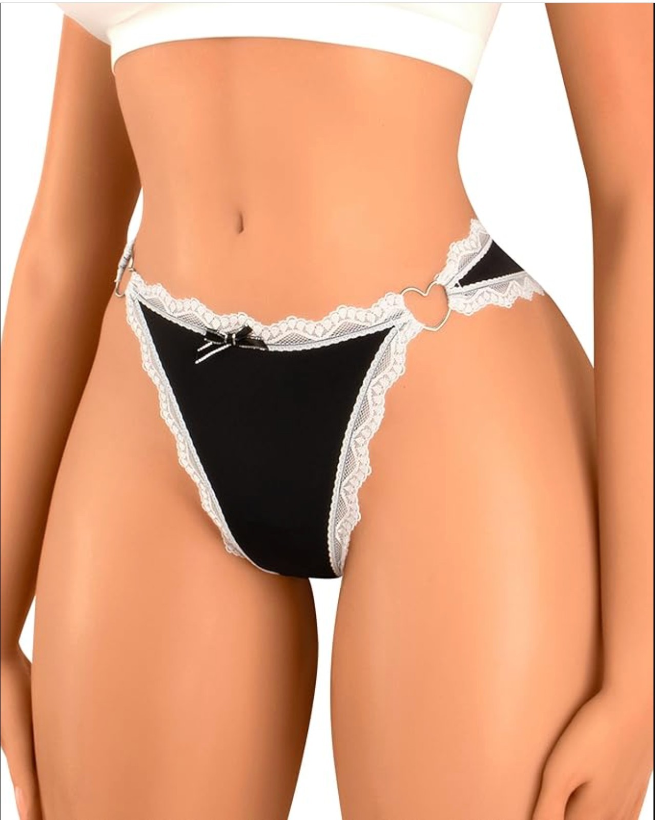Women’s Seamless Lace Bikini Panties Heart Ring Low Rise Soft Underwear 3 Pack