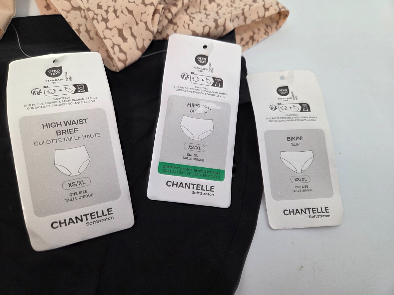 Lot of 3 Chantelle OS Mixed Panty Lot (Hipster, High Waist Brief, Bikini) NWT