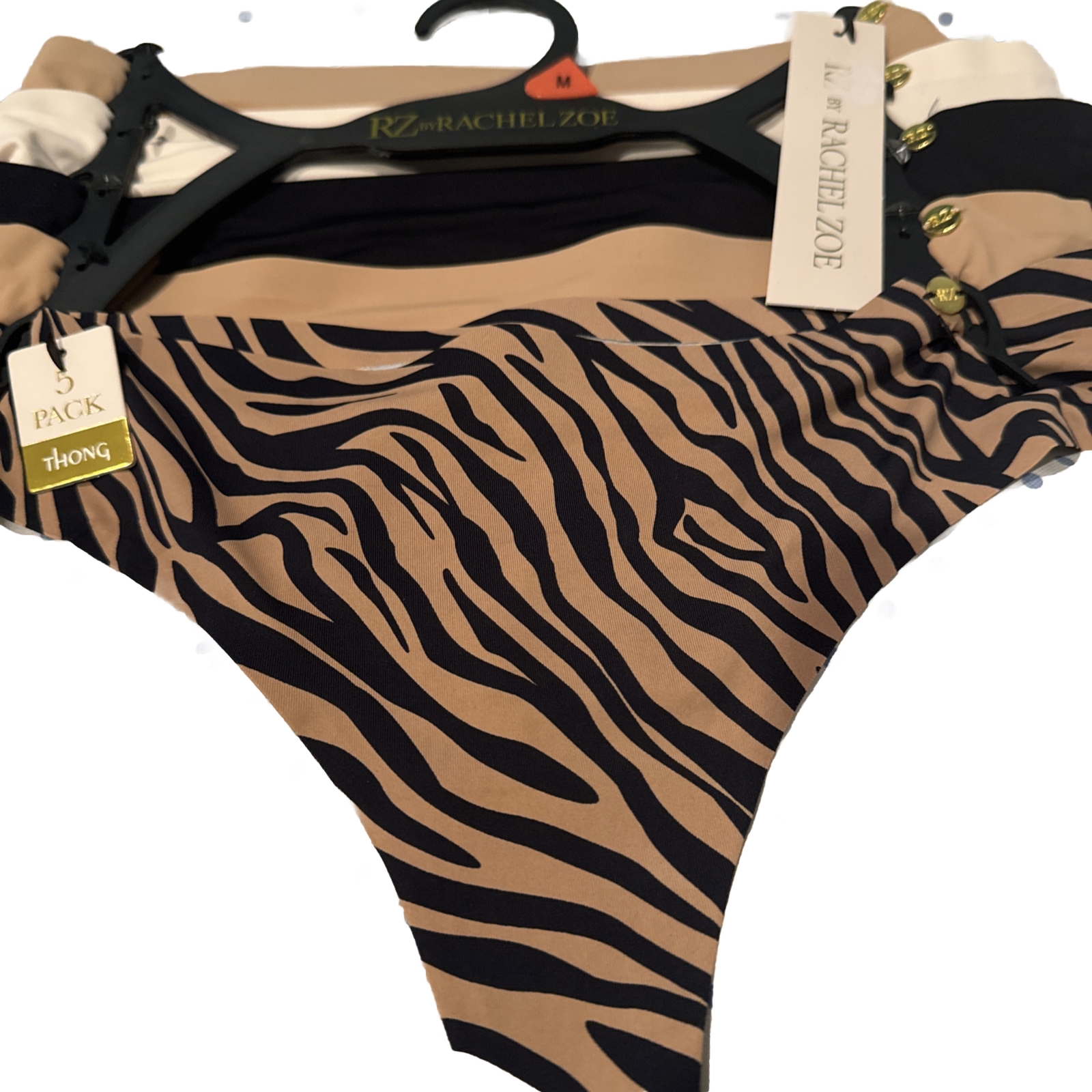 RZ By Rachel Zoe 5 Pack Thong Panties Underwear Size Medium Nylon Spandex