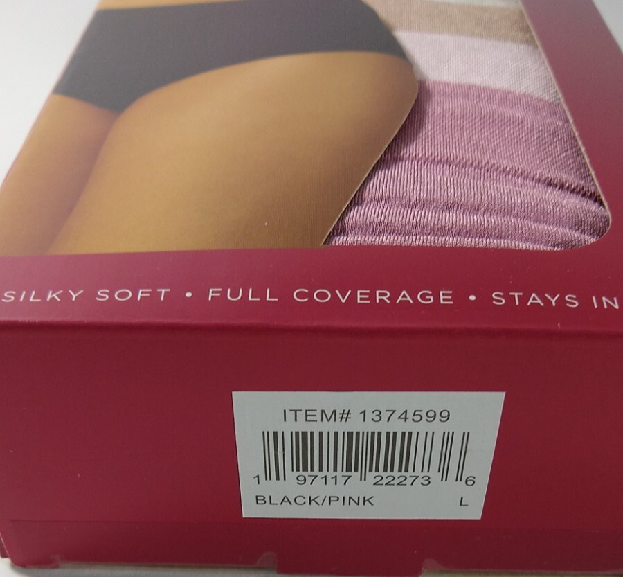NWT Carole Hochman Womens 5 Pack Seamless Briefs Size Large Black Pink Tan White