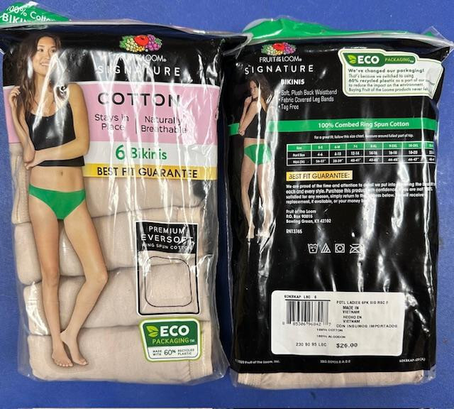 6 Pack Fruit of the Loom Signature 100% Cotton Bikini Panties BEIGE Sz – 7 / L