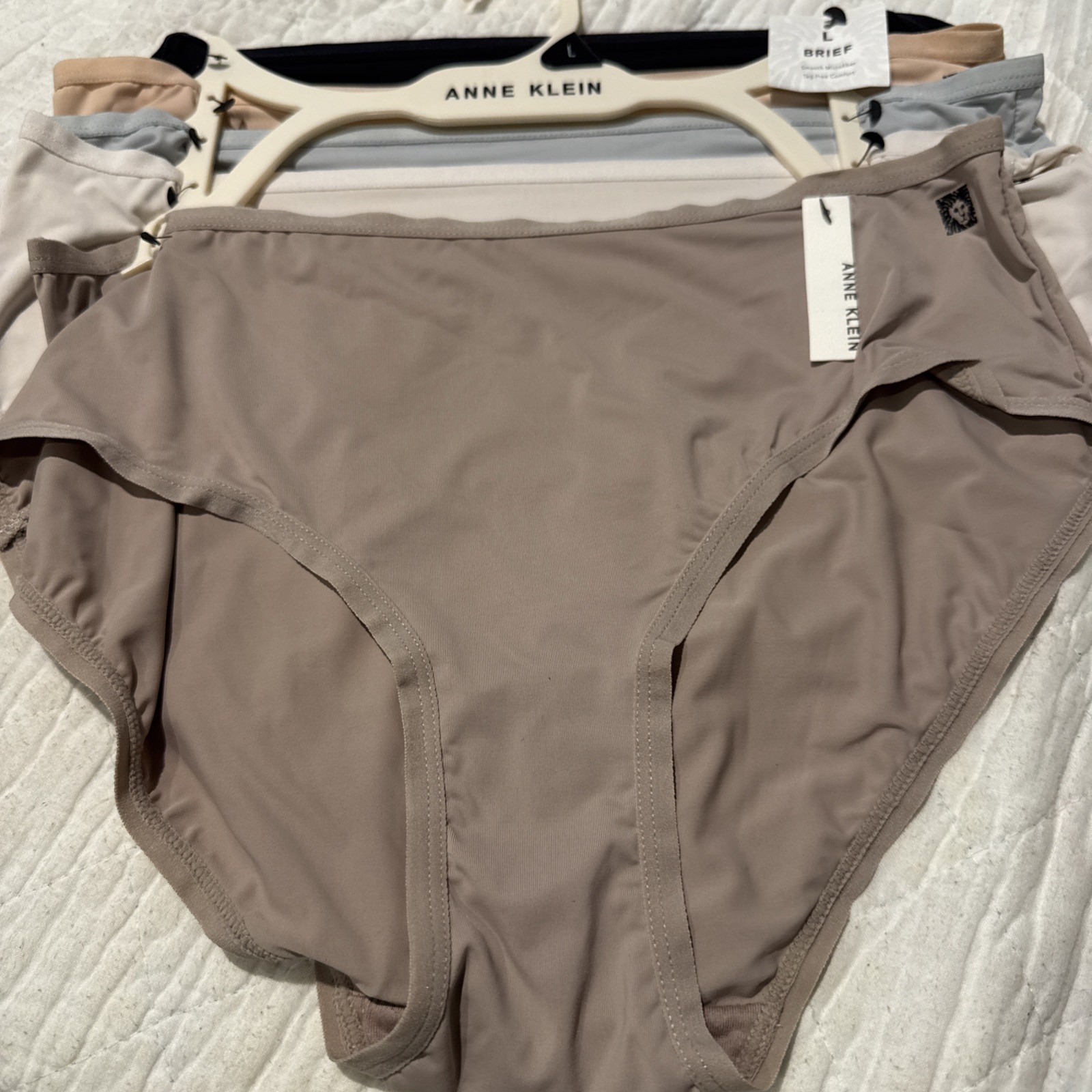 5 NEW ANNE KLEIN SMOOTHING MICROFIBER BRIEF PANTIES UNDERWEAR LARGE LINGERIE