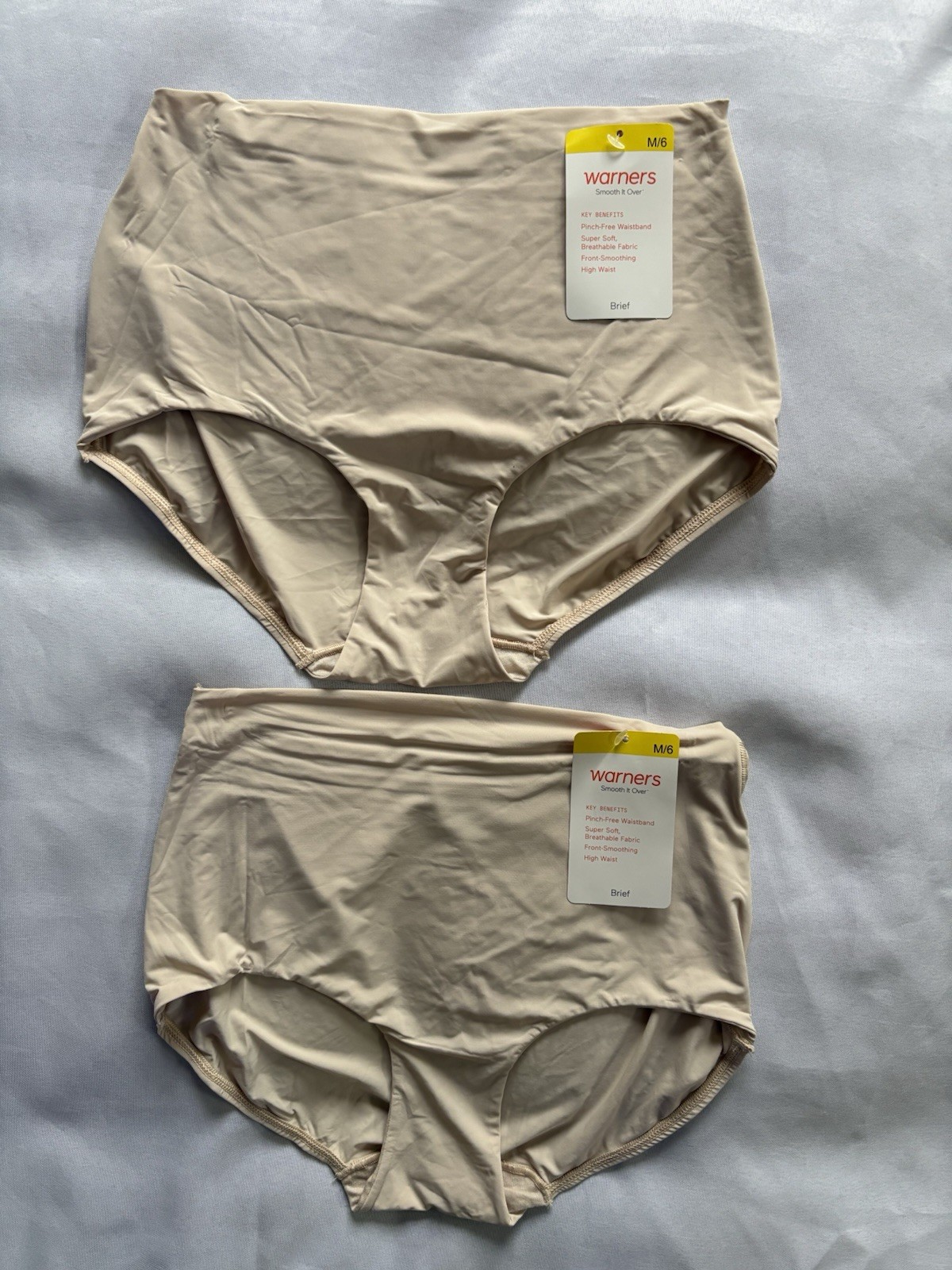 NEW Warners Briefs Smooth It Over Pinch-Free 2 Pair High Waist Women’s Medium 6