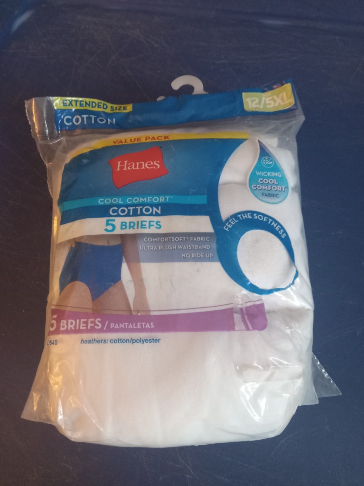 5pk Hanes Tagless Cotton Briefs Sz (12/5XL), Cool Comfort, No Ride Up…