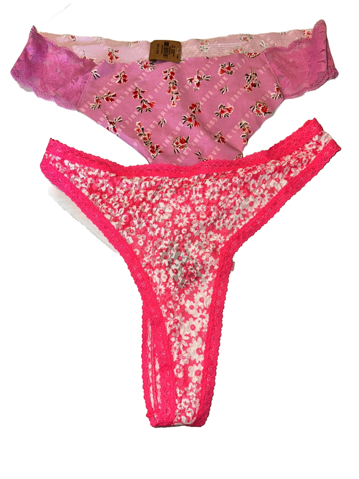 Victoria’s Secret PINK (2) Pair Size 2X Purple & Pinks Thong Panties