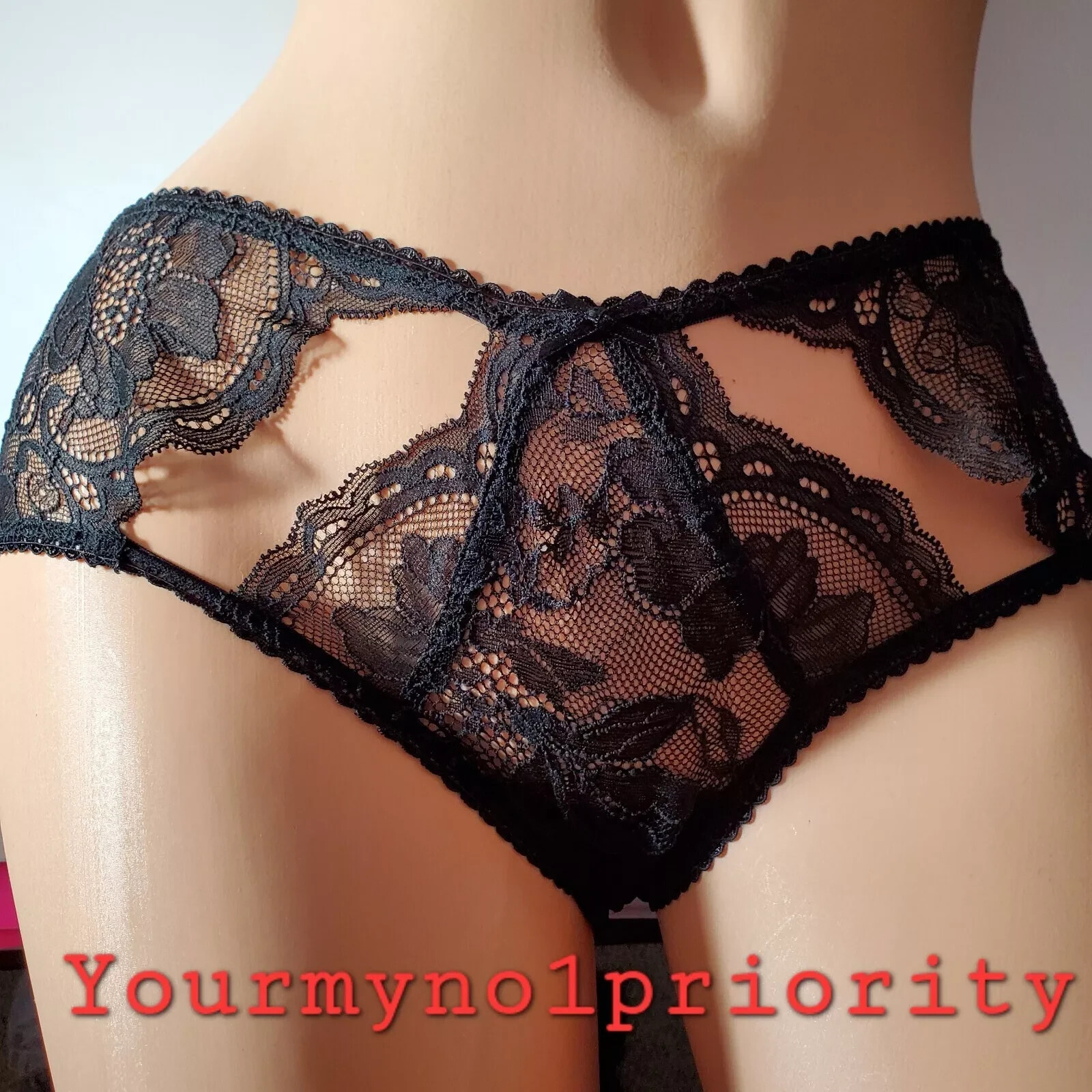 M-XL Victoria’s Secret Very Sexy Peekaboo Cutouts Sheer Mesh Lace Cheeky Panty