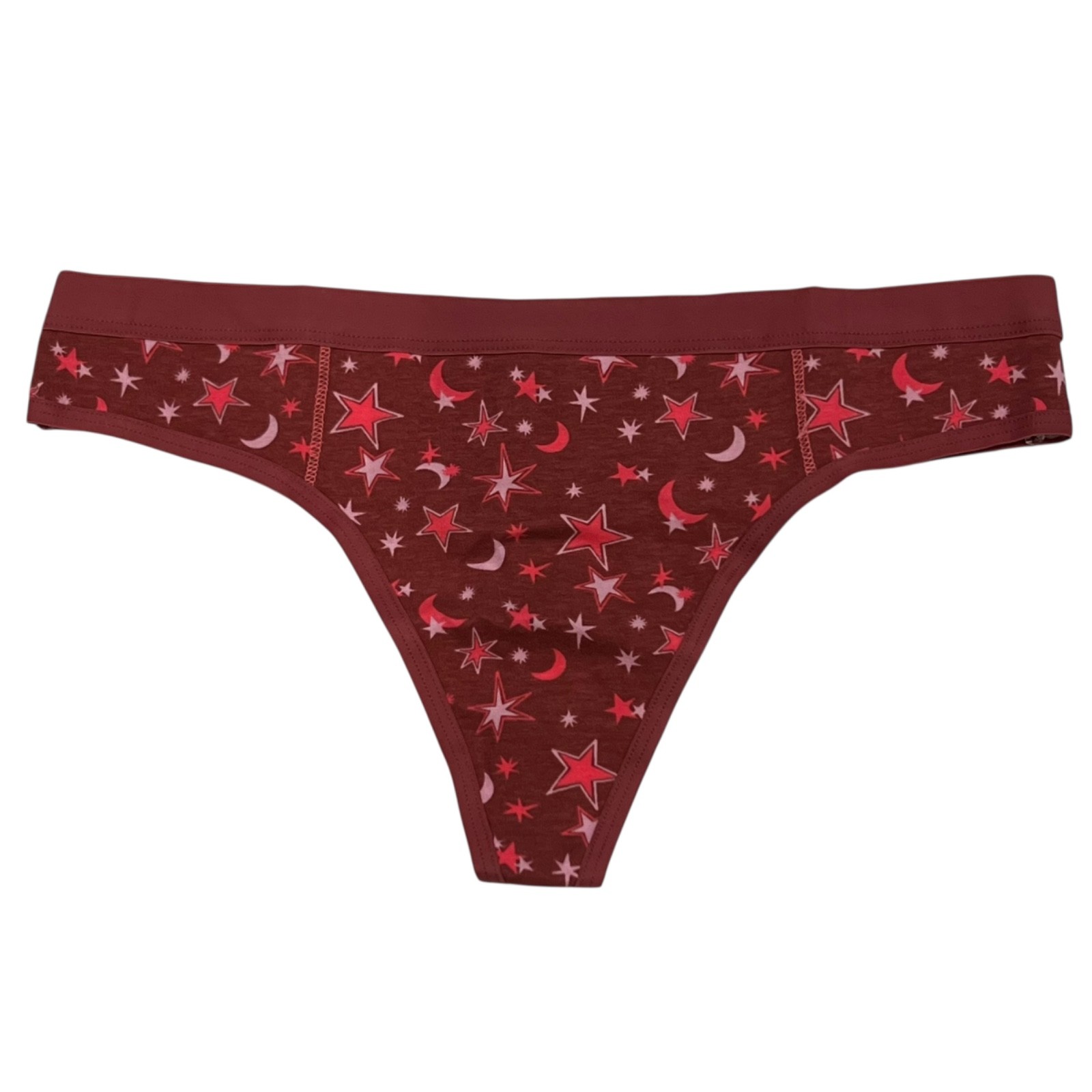 NWT AERIE 3 pack Thong Sz M-L Orange Red Ghosts Stars Moons Cotton Jersey