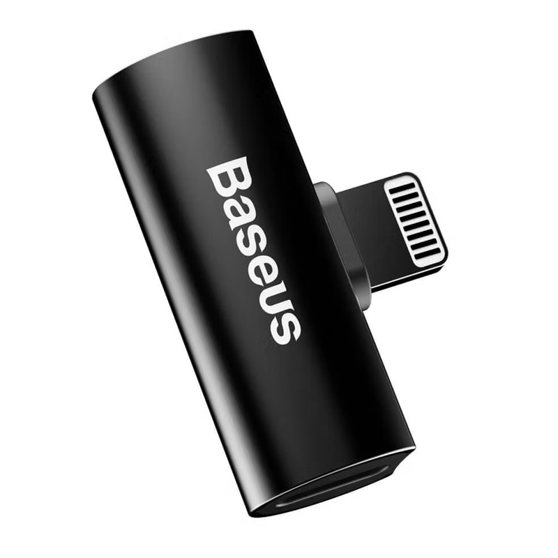 Baseus iP Male to Dual iP Female Adapter L46 in Black - Image 2